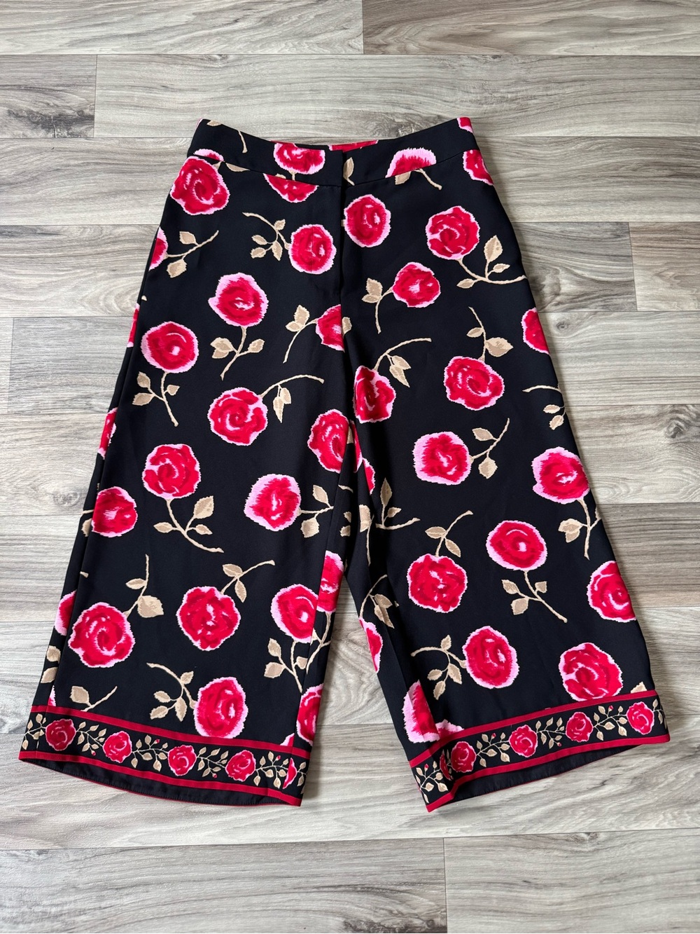 Kate Spade Hazy Rose Print Crepe Cropped Culotte Trouser Pants Size 6
